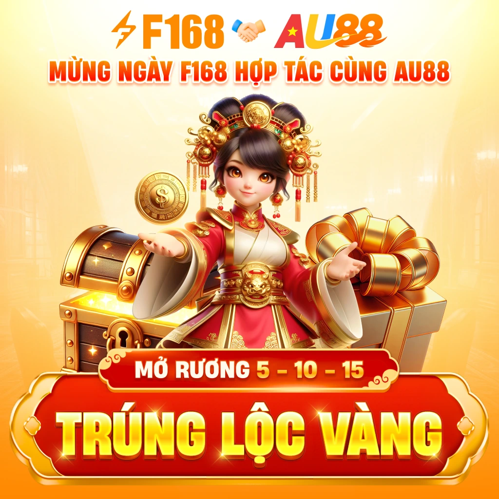Banner mobi F168 hợp tác cùng AU88 thưởng trúng lộc vàng